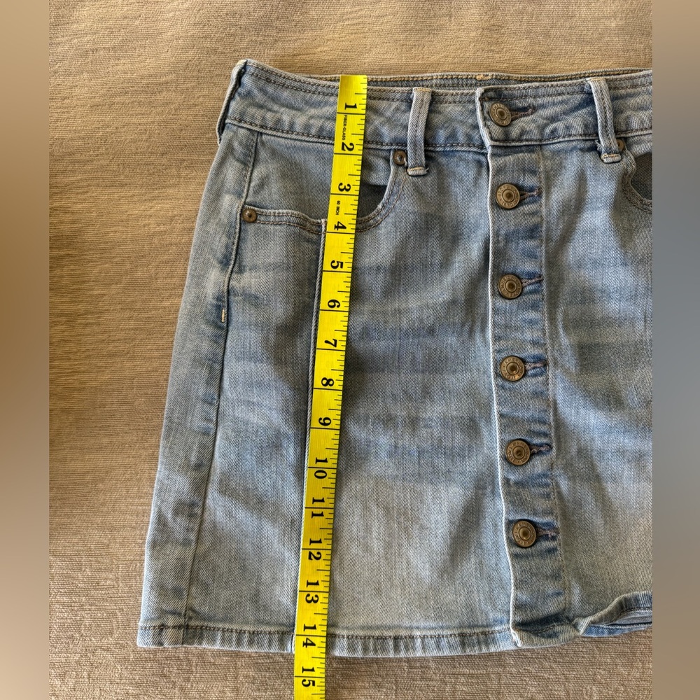 American Eagle Super Stretch Hi-Rise A-Line Denim Skirt Button Front Size 2 - Picture 10 of 10